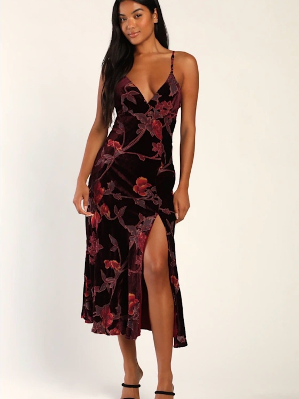 Lulu's plum Velvet Maxi Dress
